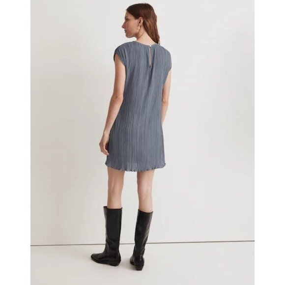 Madewell NWT Plissé Mini Tee Dress in Teapot Blue size 6 - Picture 2 of 9